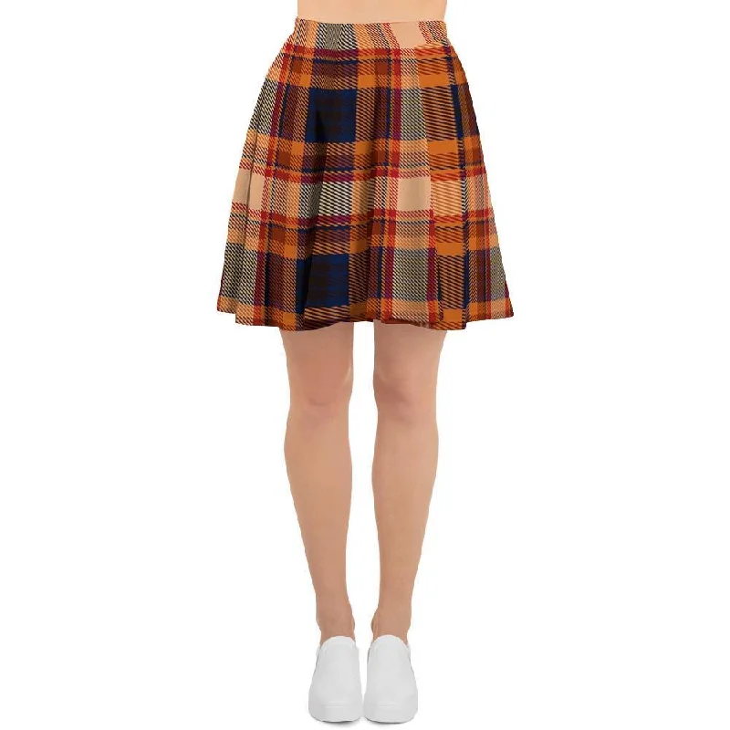 Tartan Brown Plaid Women's Skirt Earthy tone unclassified skirts