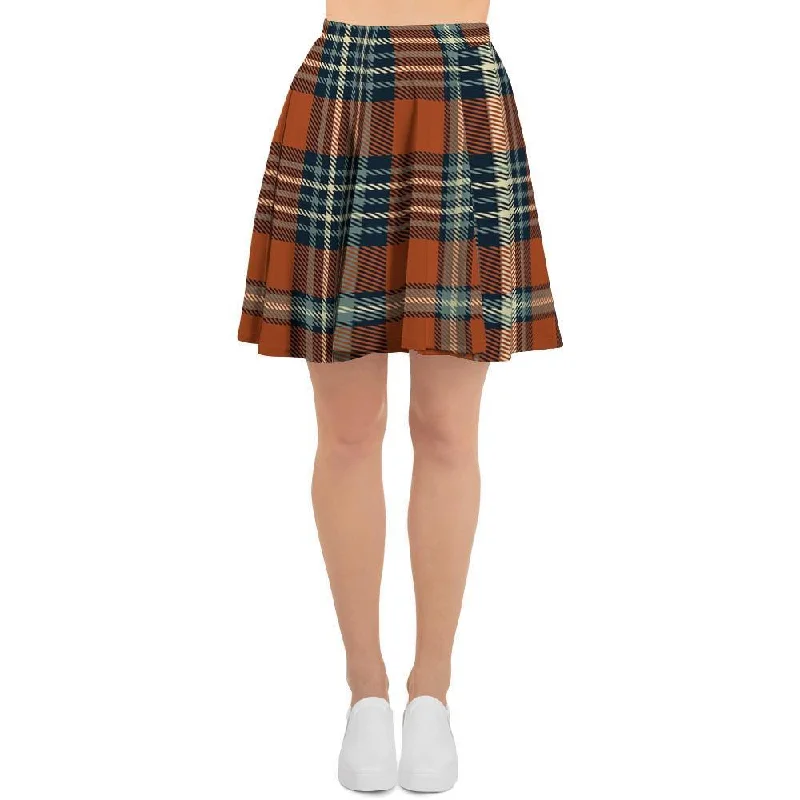 Tartan Orange Plaid Women's Skirt Denim unclassified skirts