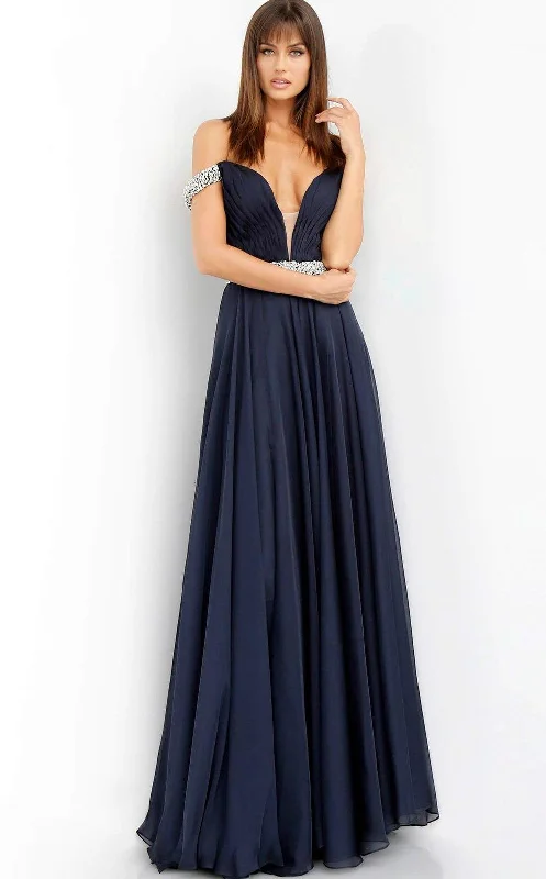 Jovani 54935 Off-Shoulder High Slit Long Prom Dress Vintage maxi dresses