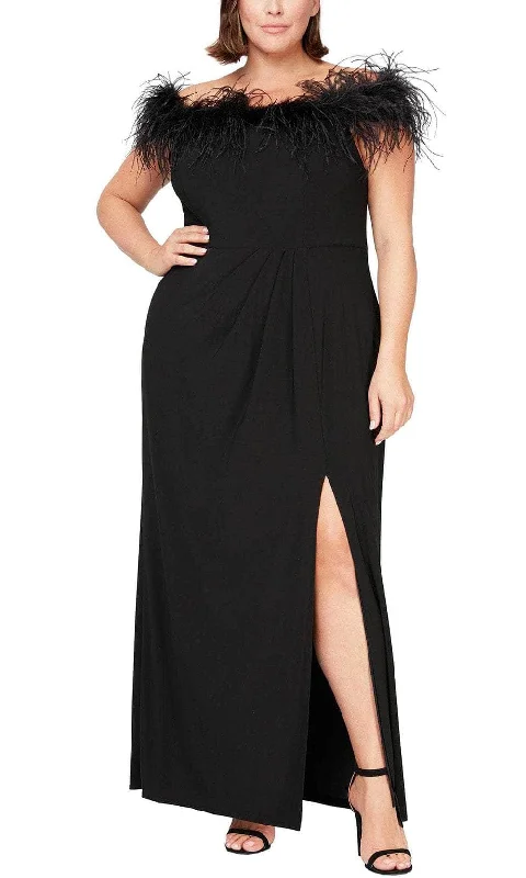 Alex Evenings 84351465 - Marabou Detail Evening Dress Wrap party dresses