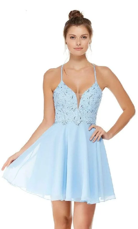 Alyce Paris - 4049 S Lace and Chiffon Cocktail Dress with Strappy Back Versatile party dresses for any occasion