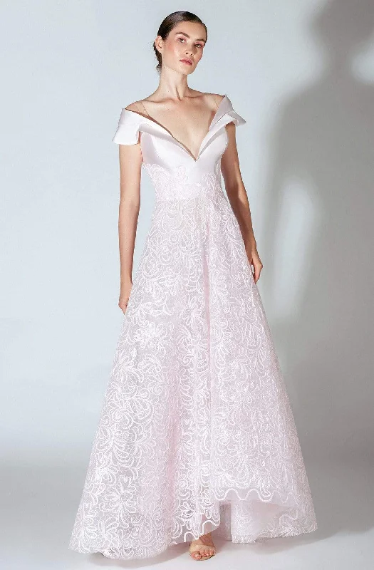 Beside Couture by Gemy - BC 1433 Plunging Off Shoulder V-Neck Appliqued A-Line Gown Must-have party dresses for this season