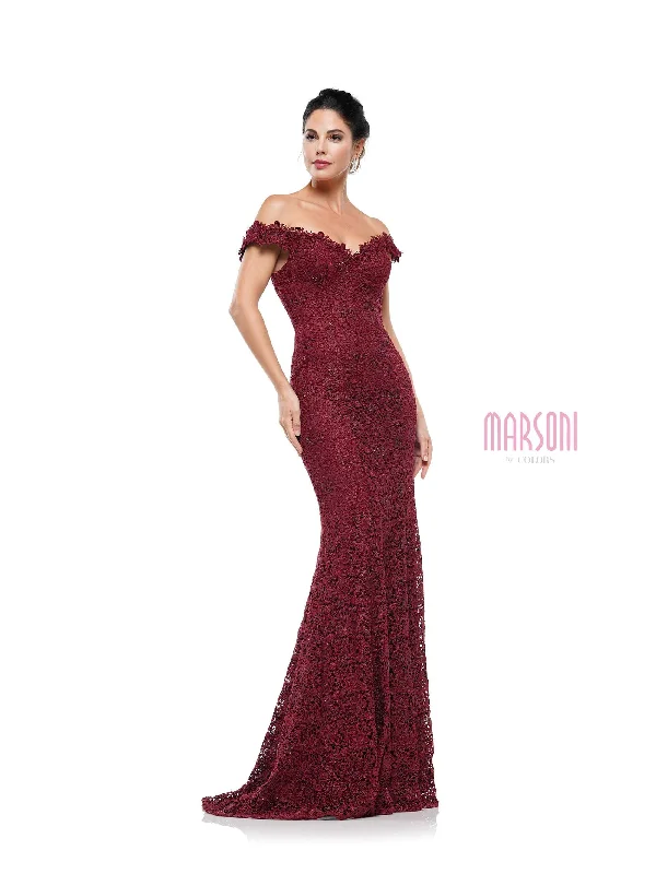 Marsoni by Colors - Off Shoulder Sheath Lace Gown M221 Outdoor party dresses