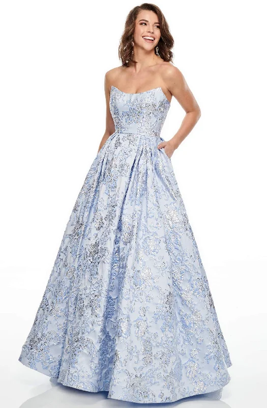 Rachel Allan Prom - Strapless Metallic Ballgown 7104 - 1 pc Periwinkle In Size 06 Available Budget-friendly party dresses