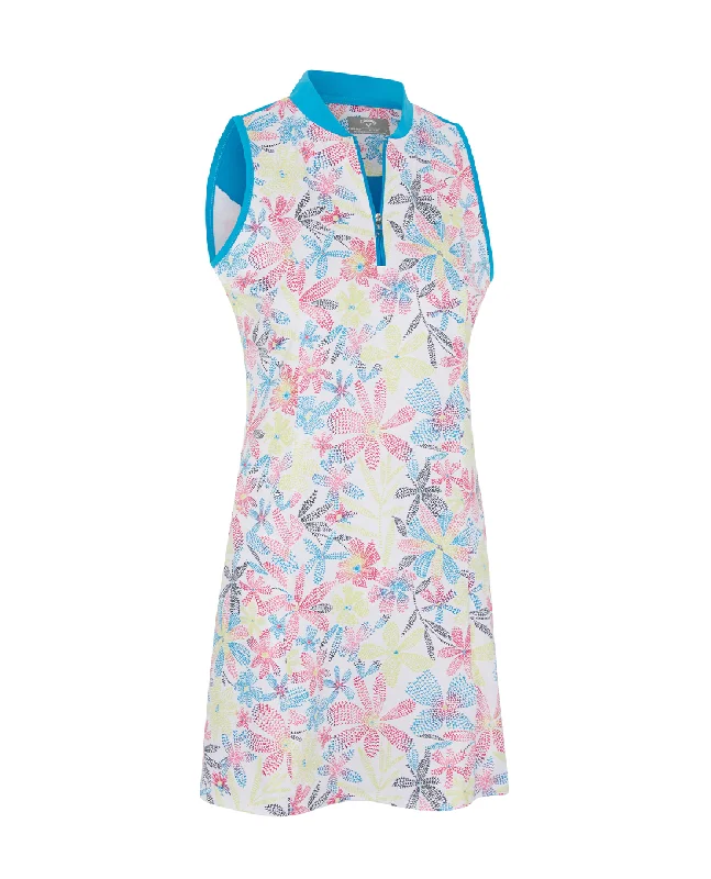 CALLAWAY Chev Floral Sleeveless Dress CGDSE049 Brilliant White Floral dresses under $50