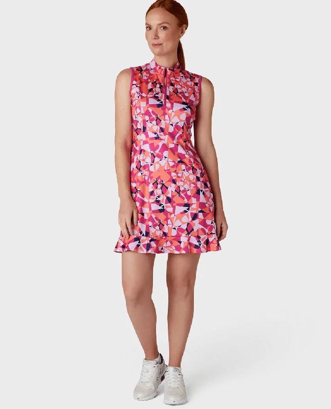 CALLAWAY Geometric Floral Dress CGDSE009 Pink Peacock Long floral dresses