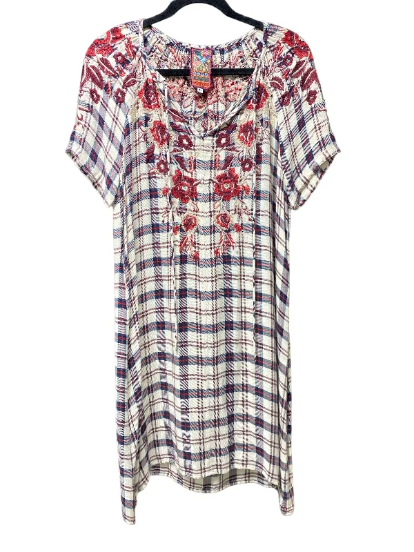 Plaid Pattern Dress Designer Johnny Was, Size Xs Knitted floral dresses