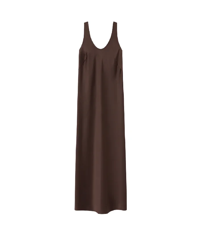 Esther Satin Dress in Chocolate Velvet unclassified dresses