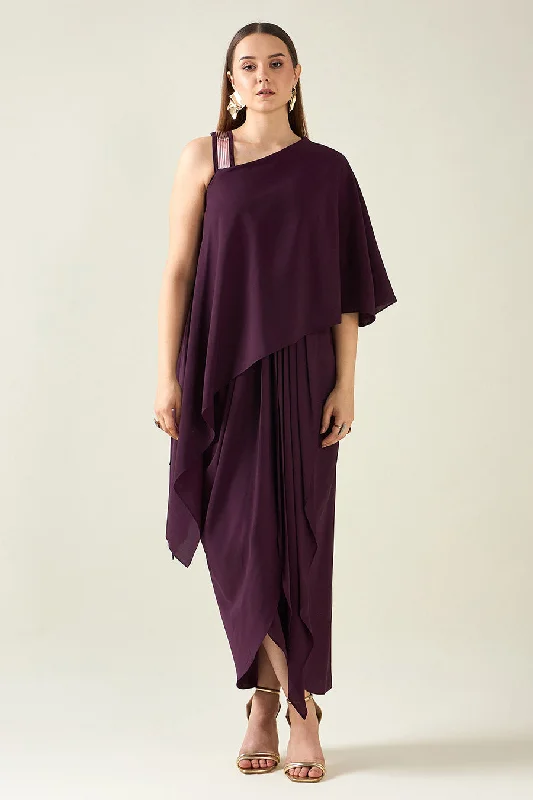 Purple Alloy Metallic Embellished Drape Dress Bodycon unclassified dresses