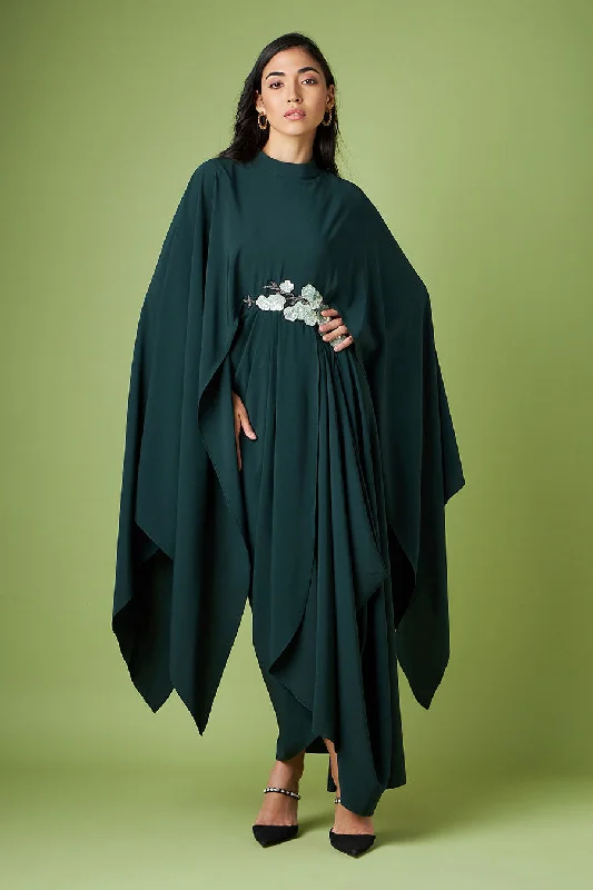 Green Embroidered Drape Dress Embroidered unclassified dresses