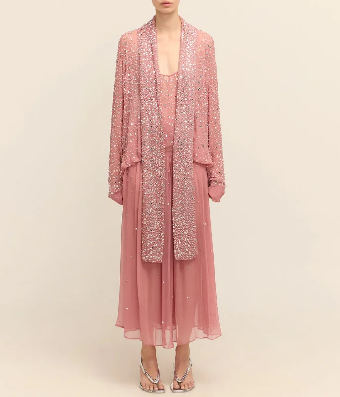 Lucia Full Crystal Dress in Dusty Pink Long sleeve unclassified dresses