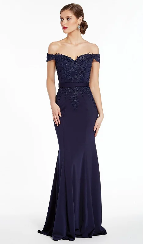 Alyce Paris - 27309SC Appliqued Off-Shoulder Sheath Evening Dress Petite unclassified dresses