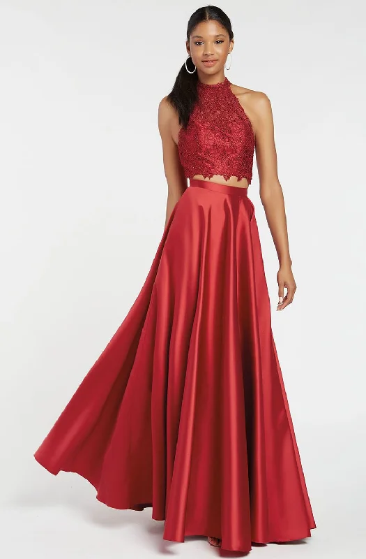 Alyce Paris 60329 - Fitted Croptop High Slit A-Line Prom Dress Smocked unclassified dresses