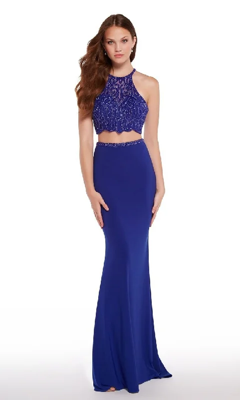 Alyce Paris - Strappy Open Back Croptop Jersey Evening Gown 60020SC Casual chic unclassified dresses