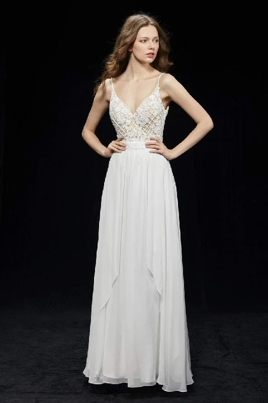 Angela & Alison - Deep V-Back Slender Chiffon Gown 81007SC Beach unclassified dresses