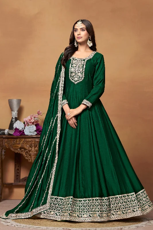 Art Silk Fabric Green Color Function Wear Elegant Anarkali Suit Best-selling unclassified dresses