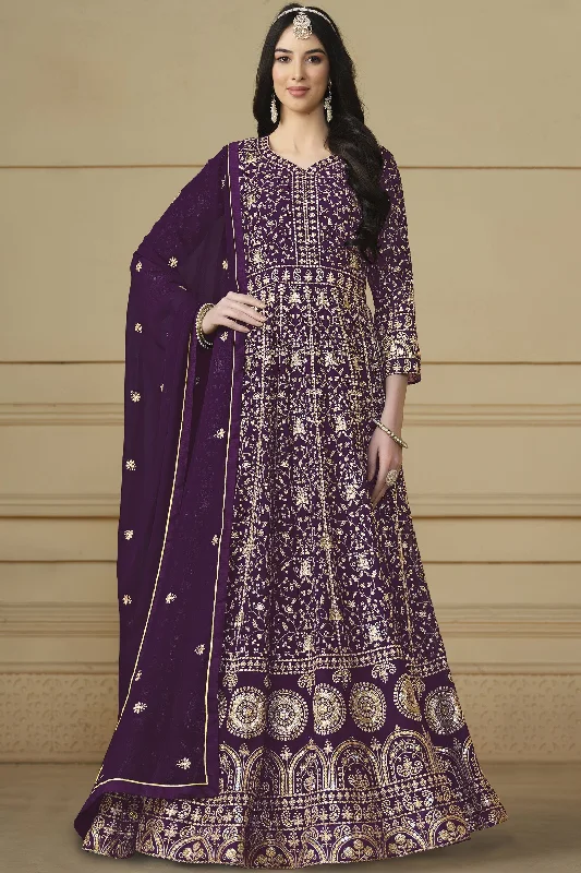 Attractive Function Wear Purple Color Georgette Anarkali Suit Soft fabric unclassified dresses