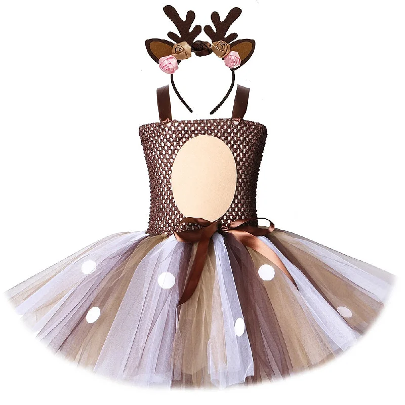 Baby Girl Christmas Deer Dress Kids Halloween Costumes Children Reindeer Tutu Dresses Girls New Year Clothes Outfit Cotton unclassified dresses