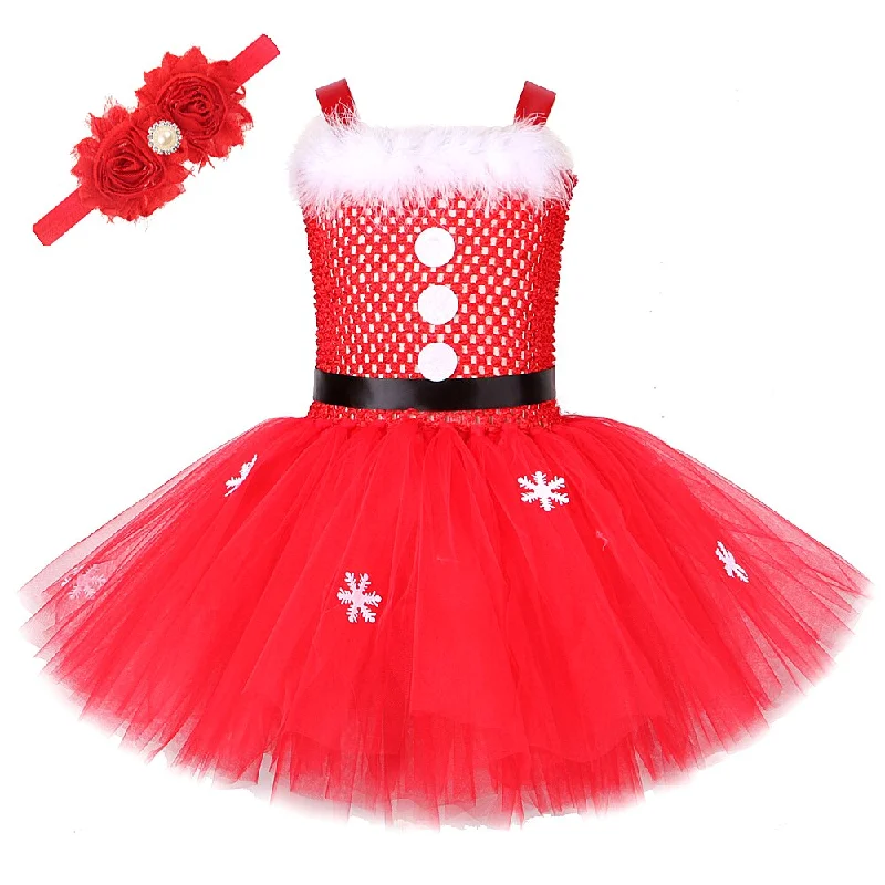 Baby Girl Christmas Dress for Kids Santa Claus Costumes for Girls New Year Dresses with Flower Headband Children Xmas Clothes Bodycon unclassified dresses