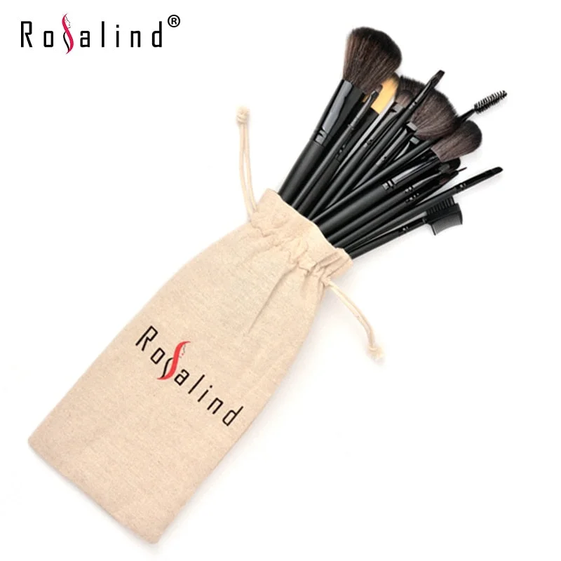 Clearance Discount ROSALIND 15PCS Black Makeup Brushes with Drawstring Bag Beauty Makeup Brushes Set Professional Makeup Tools Knitted unclassified dresses