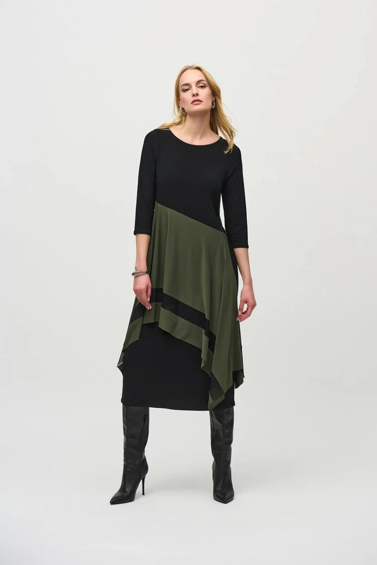 Colour Block Handkerchief Dress - Black and Iguana Anniversary unclassified dresses