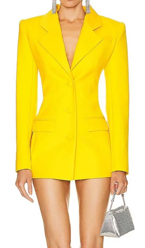 CRYSTAL OPEN BACK JACKET DRESS IN YELLOW Beaded unclassified dresses