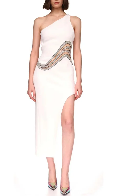 CUTOUT CRYSTALS HIGH-LOW DRESS IN WHITE Sequin unclassified dresses