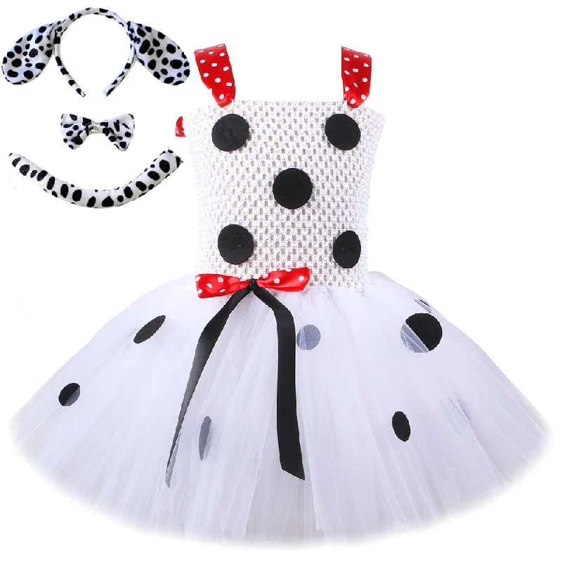 Dalmatian Dog Tutu Dress for Baby Girls White Black Spotted Animal Halloween Costume for Kids Toddler Puppy Dressing up Outfit Y2K unclassified dresses