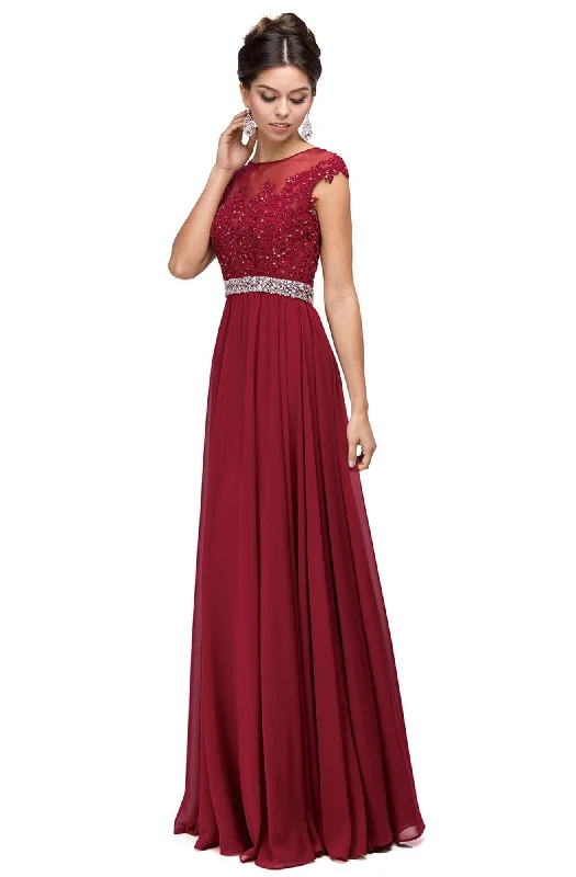 Dancing Queen - 9400SC Embellished Illusion Bateau A-Line Dress Off-shoulder unclassified dresses