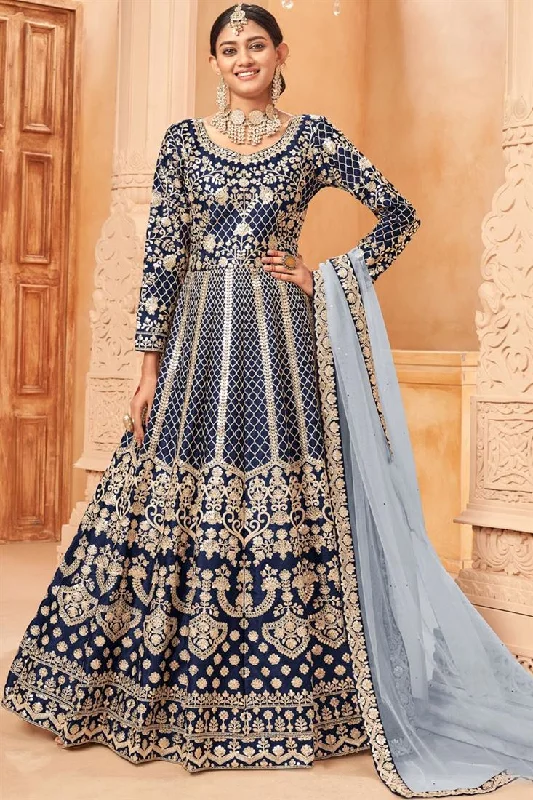 Dazzling Blue Color Art Silk Anarkali Suit Affordable unclassified dresses