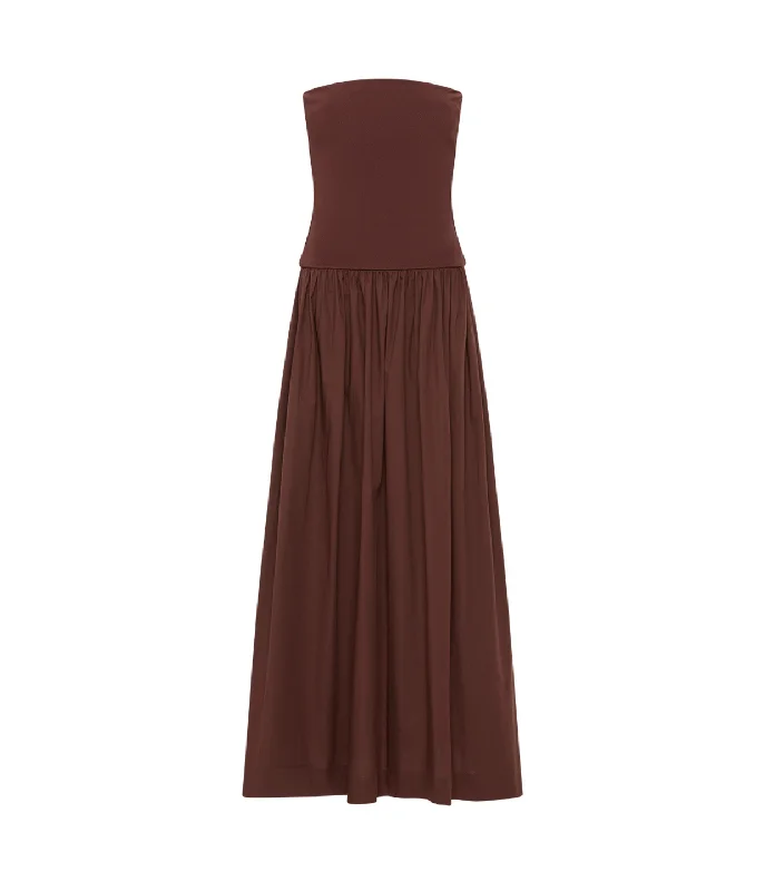 Strapless Knit Cotton Dress in Java Satin unclassified dresses