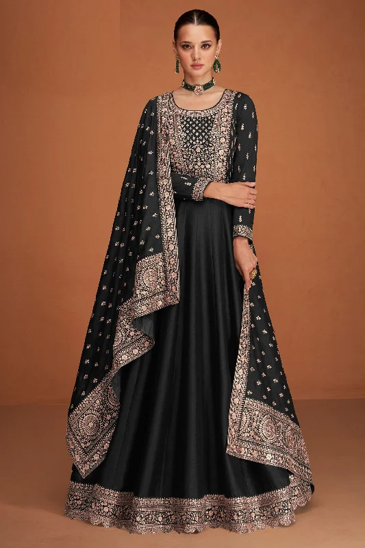 Eugeniya Belousova Alluring Art Silk Fabric Black Color Anarkali Suit Travel unclassified dresses