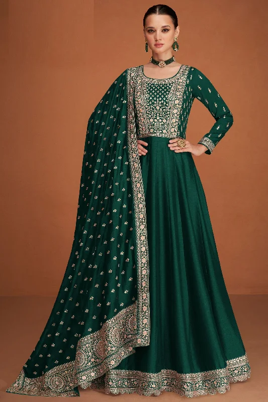 Eugeniya Belousova Art Silk Fabric Green Color Supreme Anarkali Suit Everyday wear unclassified dresses