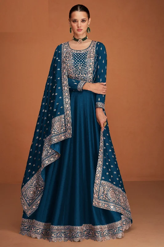 Eugeniya Belousova Blue Color Art Silk Fabric Tempting Anarkali Suit Budget-friendly unclassified dresses