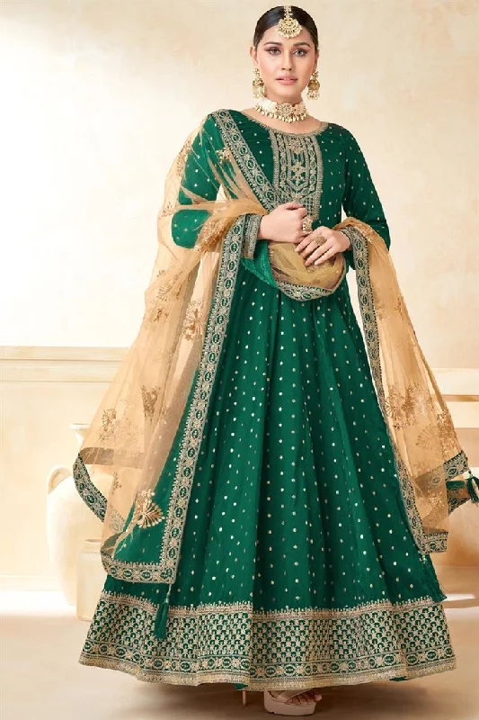 Fancy Fabric Superior Function Look Anarkali Suit In Green Color Summer unclassified dresses