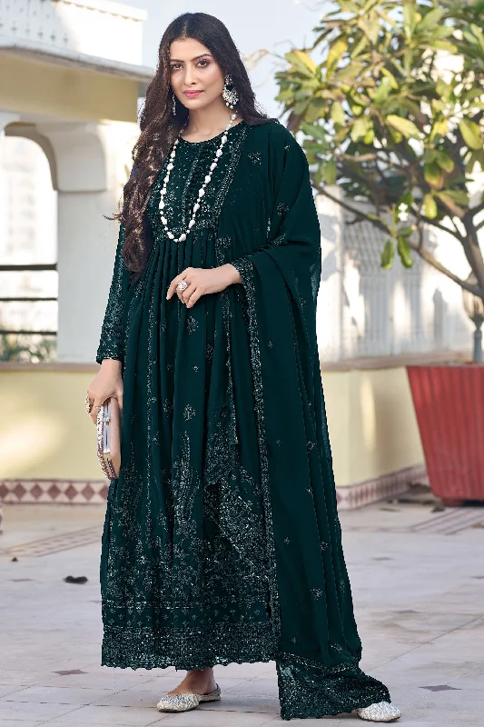 Fascinating Green Color Georgette Fabric Embroidered Anarkali Suit Printed unclassified dresses