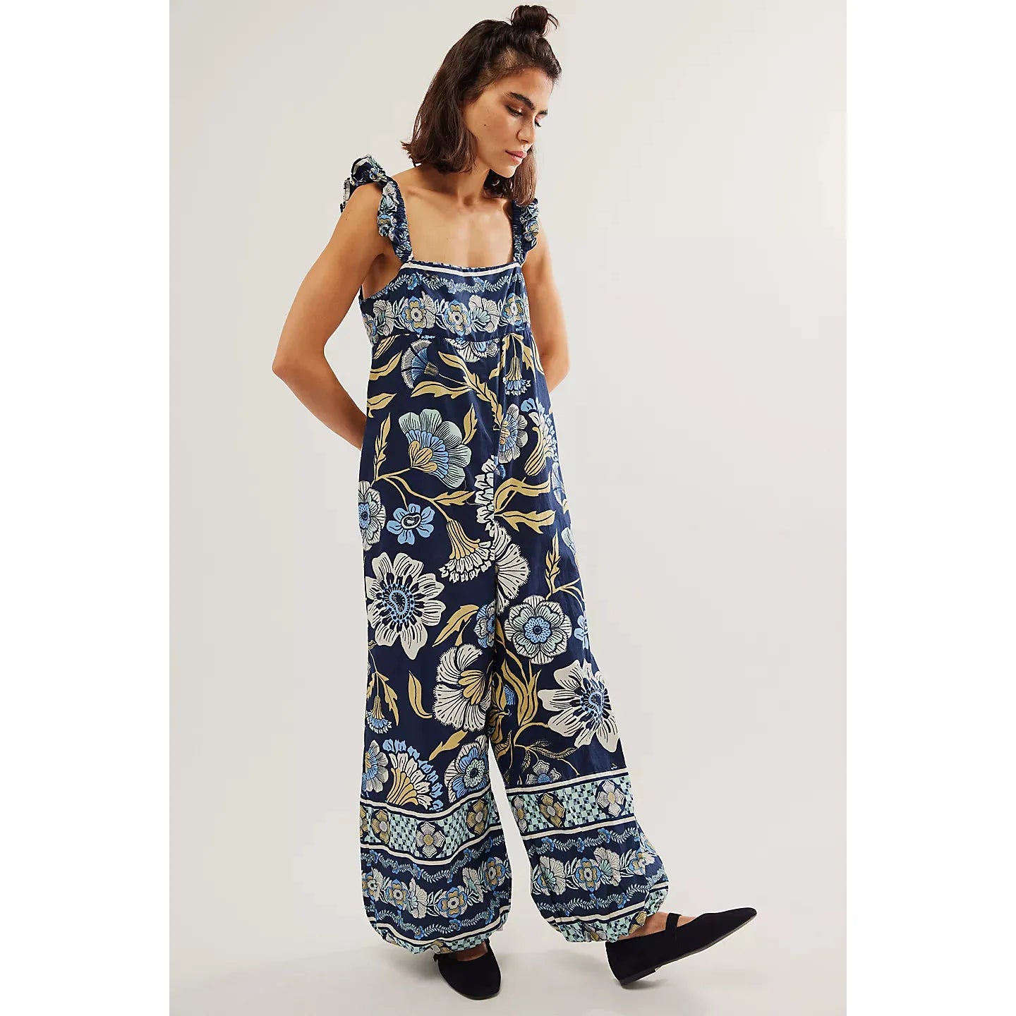 Free People Bali Albright Jumpsuit in Navy Combo Festival unclassified dresses