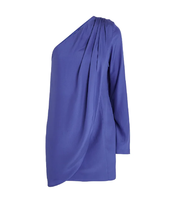 Oria Silk Dress in Aster Purple Color block unclassified dresses