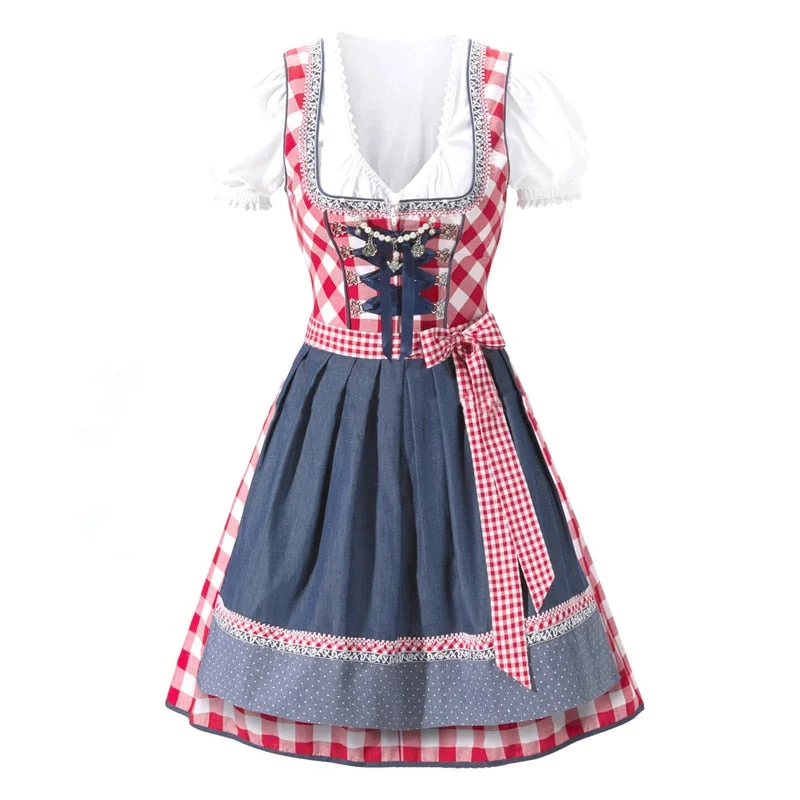 German Beer Girl Costume Adult Bavarian Dirndl Dress Apron Blouse Gown Costume Oktoberfest Beer Festival Sexy Maid Costume Winter unclassified dresses