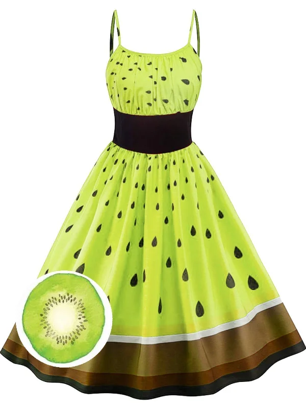 Green 1950s Fruit Spaghetti Swing Dress Chic unclassified dresses