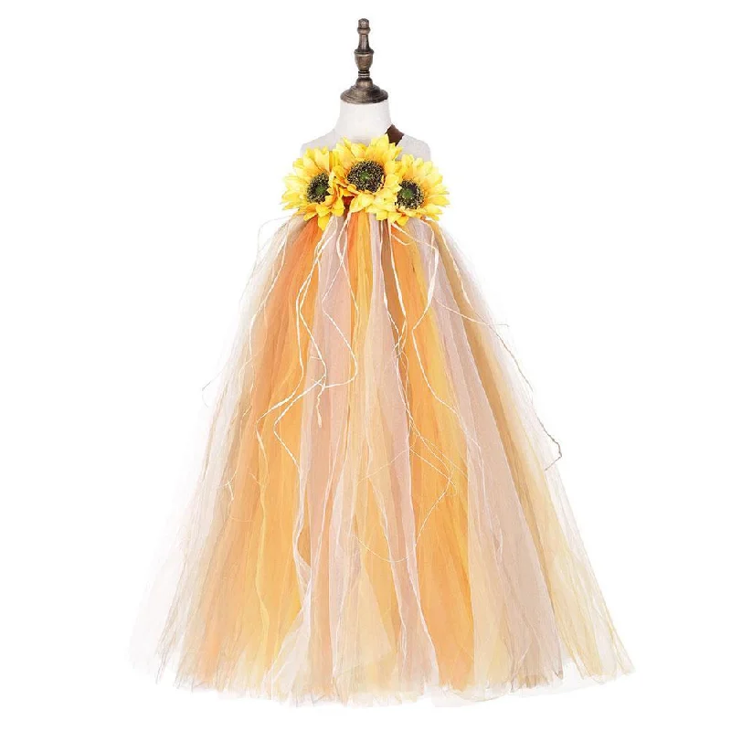 Halloween Kids Girls Sunflower Fall Autumn Pumpkin Color Holidays Tutu Dress Fashionable unclassified dresses