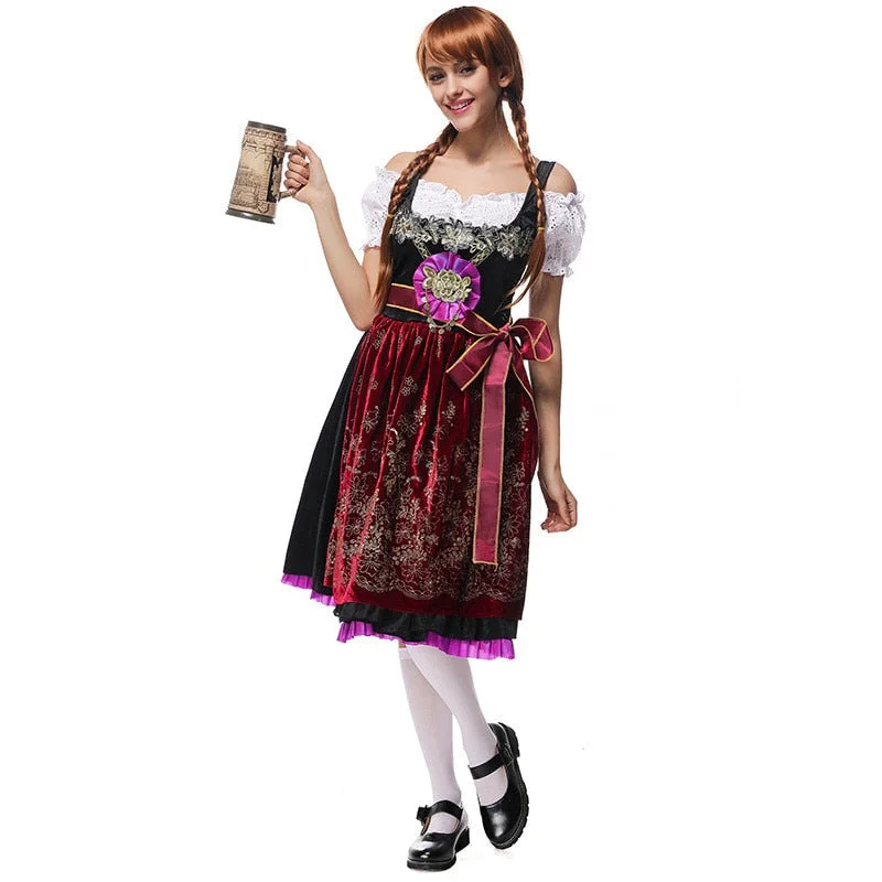 High Quality Oktoberfest Dirndl Dress Women Beer Festival Costume Medieval Maid Wench Cafe Tavern Cosplay Carnival Fancy Casual unclassified dresses