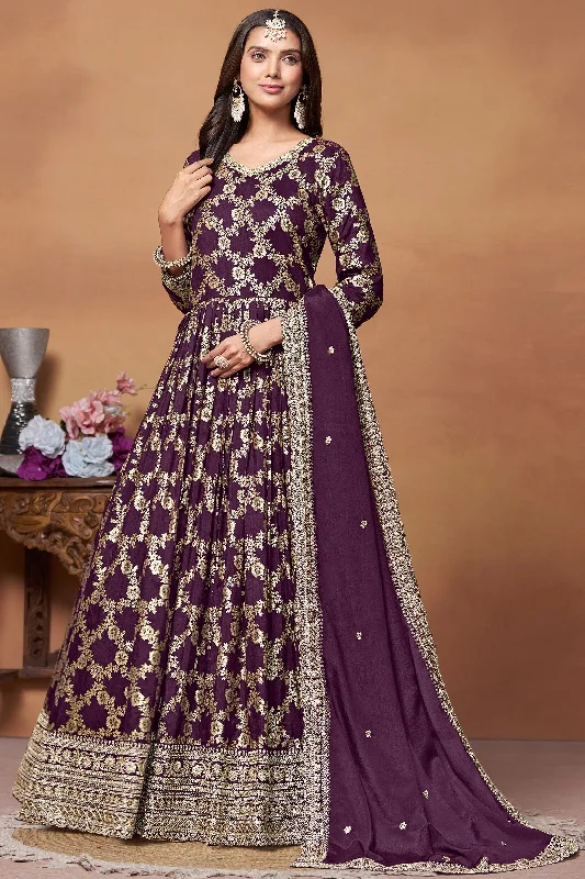 Jacquard Fabric Purple Color Function Wear Winsome Anaraklai Suit Graduation unclassified dresses