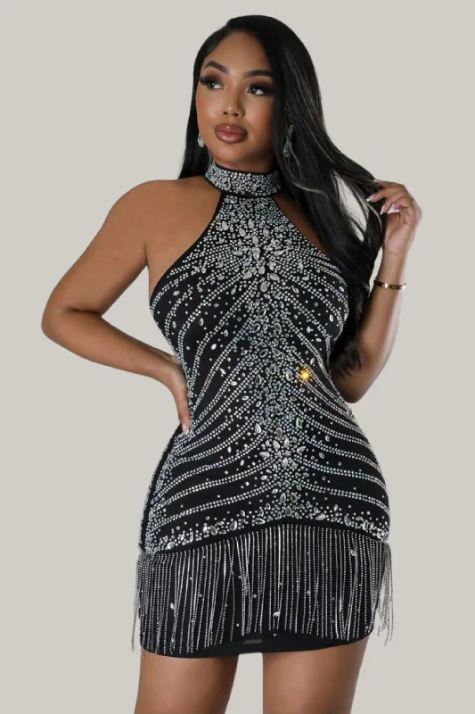 Kayleigh Beaded Fringe Halter Dress Best-selling unclassified dresses