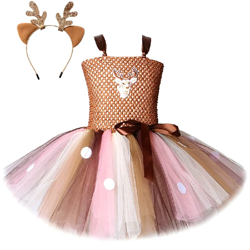 Kids Deer Costume for Girls Christmas Reindeer Dresses Children Halloween Costumes Baby Girl Cute Clothes Child Tutu Outfits Winter unclassified dresses