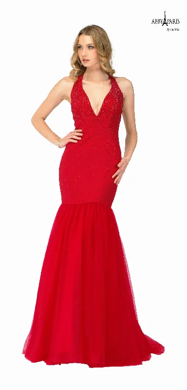 Lucci Lu 90041 Hot Red Halter Mermaid Dress - Size 6 Trendy unclassified dresses