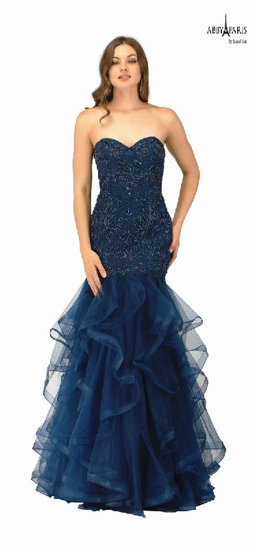 Lucci Lu 90061 Navy Layered Mermaid Dress - Size 18 Minimalist unclassified dresses