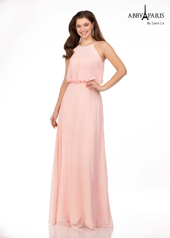 Abby Paris by Lucci Lu 93064 Blush Pink Chiffon Dress Pastel unclassified dresses