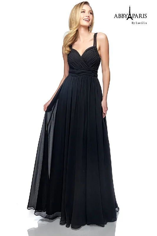 Abby Paris by Lucci Lu 93086 Black Chiffon A-Line Dress Petite unclassified dresses