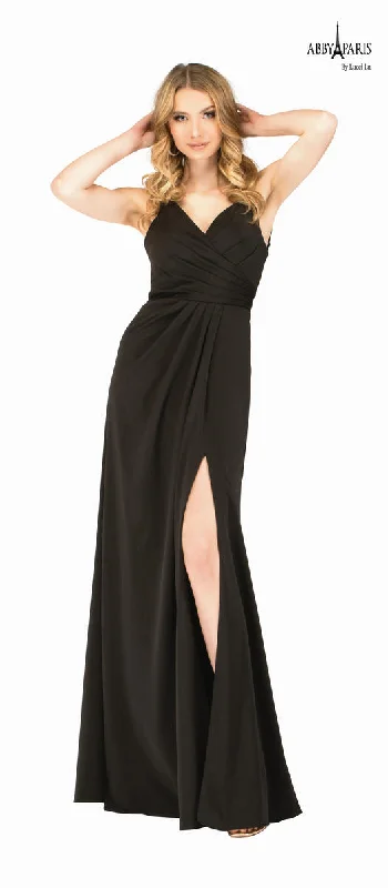 Lucci Lu 95124 Black Stretch Crepe Dress with Slit - Size 4 Preppy unclassified dresses